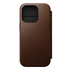 Nomad Modern Leather Folio iPhone 16 Pro marrón