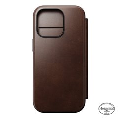 Nomad Modern Horween Leather Folio iPhone 16 Pro marrón