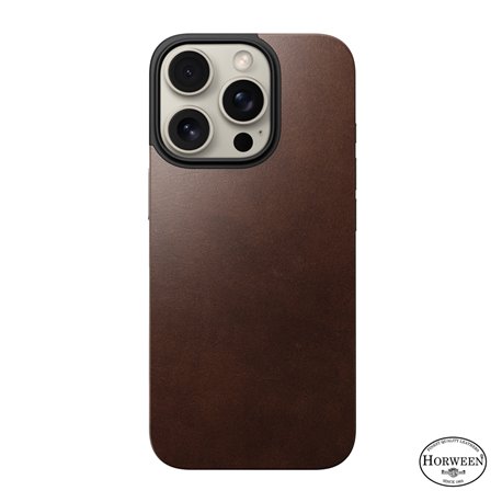 Nomad Horween Magnetic Leather Back iPhone 16 Pro marrón