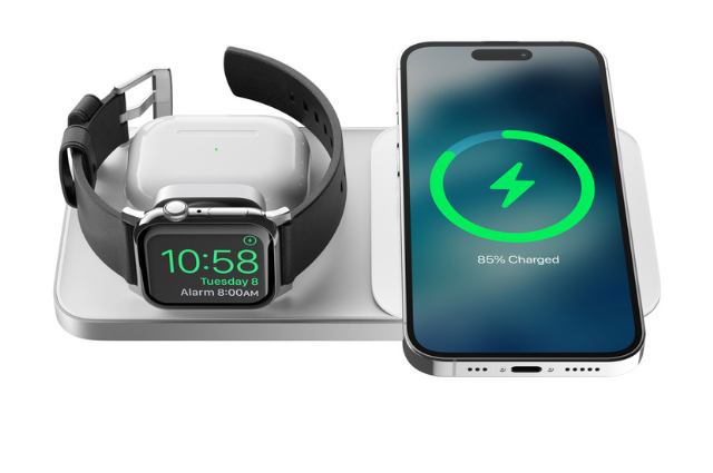 mophie Soporte de carga inalámbrico Magsafe 3 en 1 para Apple iPhone,  AirPods/AirPods Pro y Watch, carga súper rápida de 15 W, elegante acabado